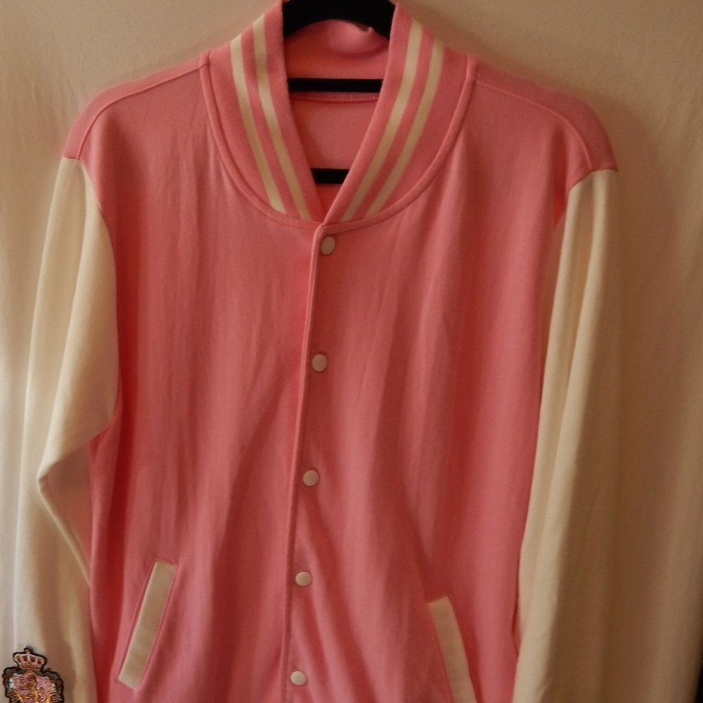 *Loved Pink and White Letterman Style Jacket..